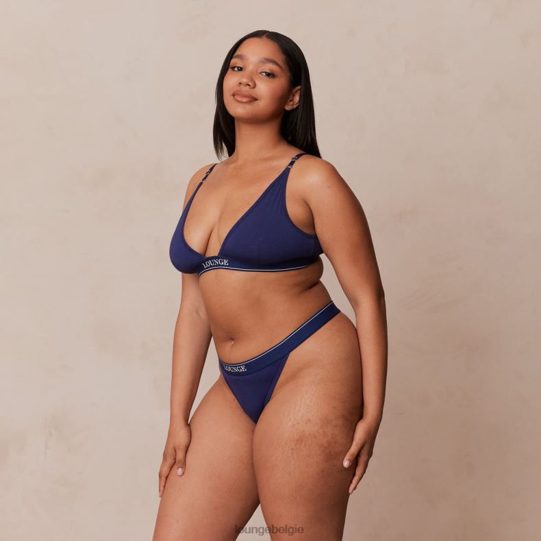 bamboe minimale driehoekige bh & string/slip set vrouwen marine Lounge ondergoed 008ZJ217 - Image 3