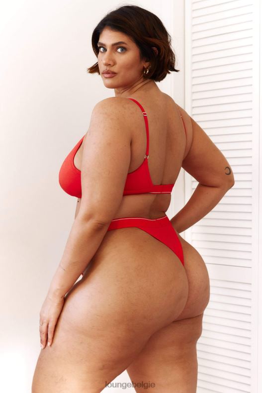 bamboe minimale driehoekige bh & string/slip set vrouwen rood Lounge ondergoed 008ZJ211 - Image 12