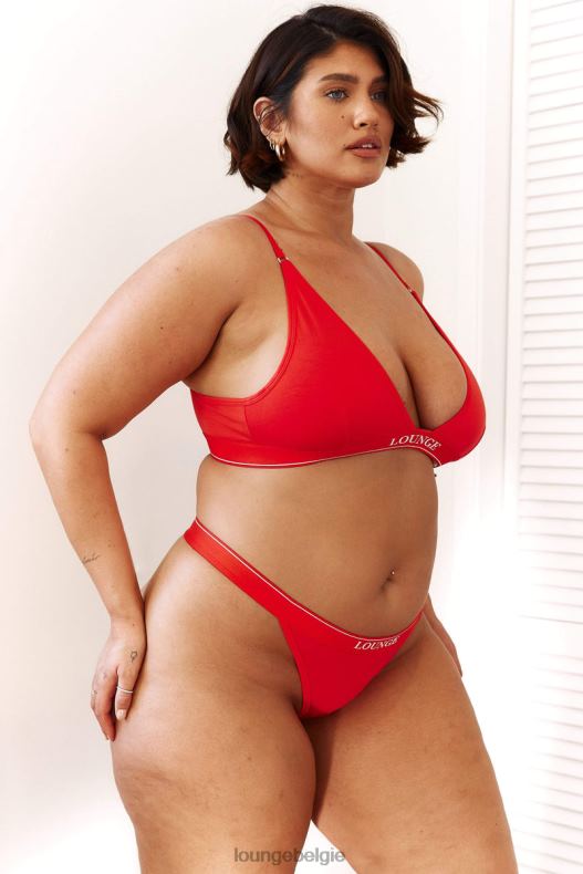 bamboe minimale driehoekige bh & string/slip set vrouwen rood Lounge ondergoed 008ZJ211 - Image 13