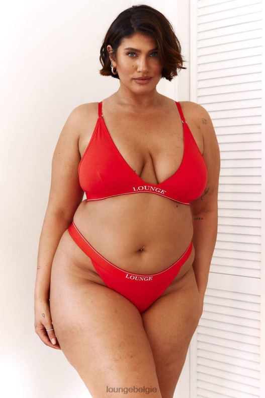 bamboe minimale driehoekige bh & string/slip set vrouwen rood Lounge ondergoed 008ZJ211 - Image 14
