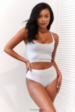 Basisset bralette en string/slip van bamboe vrouwen grijs Lounge ondergoed 008ZJ219 - Image 9