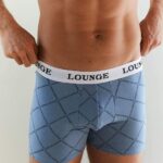 boxers driepak Heren blauwe afdruk Lounge ondergoed 008ZJ440