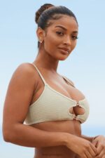 Cali getextureerde bikinitop vrouwen olijf Lounge badkleding 008ZJ986 - Image 3