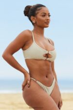 Cali getextureerde bikinitop vrouwen olijf Lounge badkleding 008ZJ986 - Image 4
