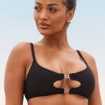 Cali getextureerde bikinitop vrouwen zwart Lounge badkleding 008ZJ990
