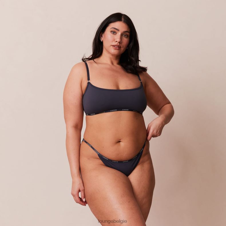 essentiële bralette en string/slip set vrouwen blauwe houtskool Lounge ondergoed 008ZJ179 - Image 9