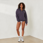 essentiële oversized trui met kwartrits vrouwen blauw gerookt Lounge kleding 008ZJ874 - Image 5