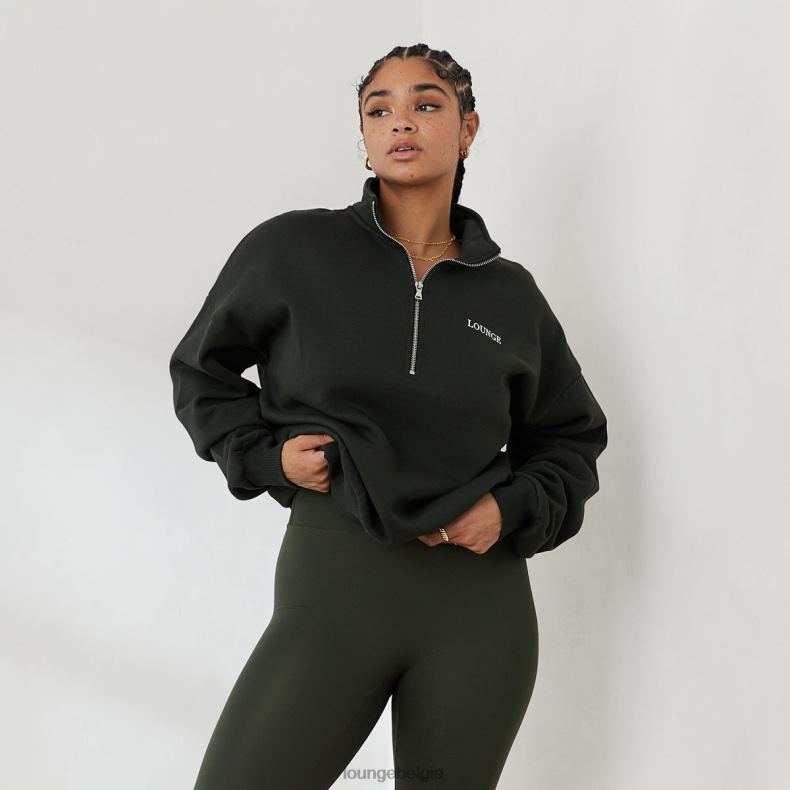 essentiële oversized trui met kwartrits vrouwen dennengroen Lounge kleding 008ZJ883 - Image 1
