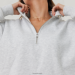 essentiële oversized trui met kwartrits vrouwen vorst melange Lounge kleding 008ZJ887 - Image 4