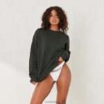 essentiële trui met ronde hals vrouwen dennengroen Lounge kleding 008ZJ880