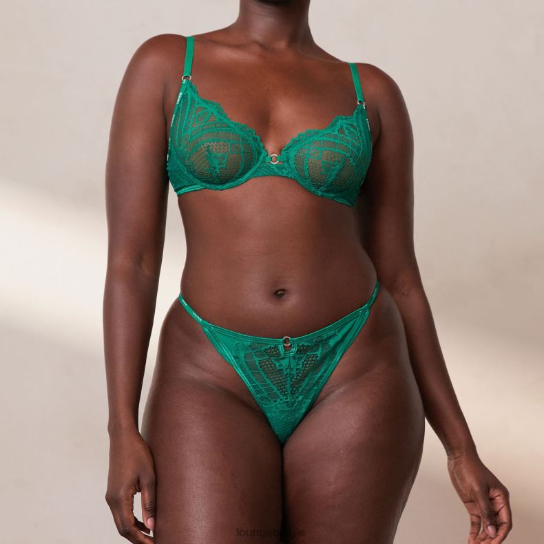gecharmeerde balconette bh & string/slip set vrouwen smaragd Lounge ondergoed 008ZJ15 - Image 14
