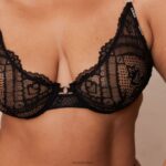 gecharmeerde balconette bh & string/slip set vrouwen zwart Lounge ondergoed 008ZJ16 - Image 24