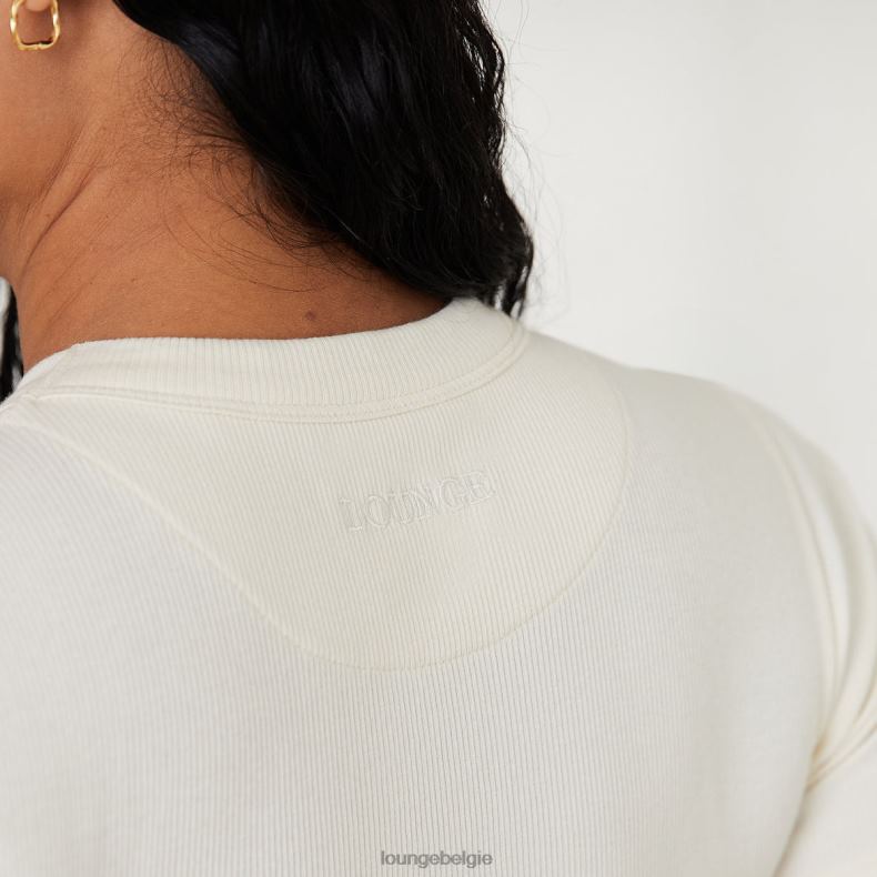 geribbeld t-shirt bodysuit x jess hunt vrouwen gebroken wit Lounge kleding 008ZJ813 - Image 4