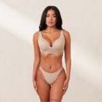 geribbelde mindful bh & string/slip set vrouwen nerts Lounge ondergoed 008ZJ168