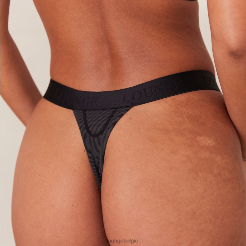 geribbelde mindful bh & string/slip set vrouwen zwart Lounge ondergoed 008ZJ165 - Image 10