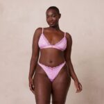 Geribbelde set met driehoekige bh en string/slip met bloemenmotief vrouwen lavendel roze Lounge ondergoed 008ZJ227 - Image 19