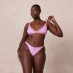 Geribbelde set met driehoekige bh en string/slip met bloemenmotief vrouwen lavendel roze Lounge ondergoed 008ZJ227 - Image 9