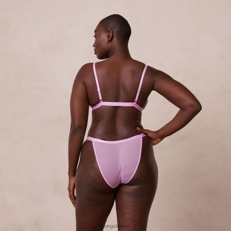 Geribbelde set met driehoekige bh en string/slip met bloemenmotief vrouwen lavendel roze Lounge ondergoed 008ZJ227 - Image 10