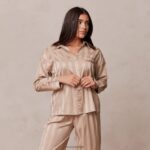 gestreept satijnen pyjamashirt vrouwen nerts Lounge kleding 008ZJ923