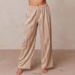 gestreepte satijnen pyjamabroek vrouwen nerts Lounge kleding 008ZJ933