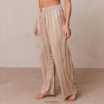 gestreepte satijnen pyjamabroek vrouwen nerts Lounge kleding 008ZJ933 - Image 4