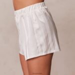 gestreepte satijnen pyjamashort vrouwen parel Lounge kleding 008ZJ937 - Image 4