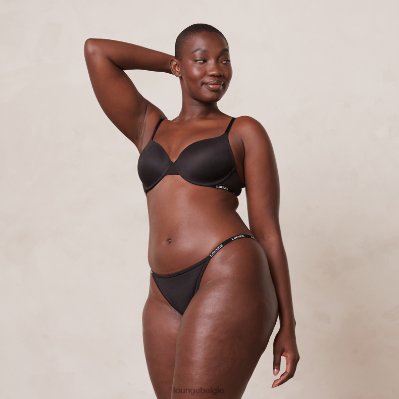 gladde klassieke T-shirt bh & string/slip set vrouwen zwart Lounge ondergoed 008ZJ135 - Image 3