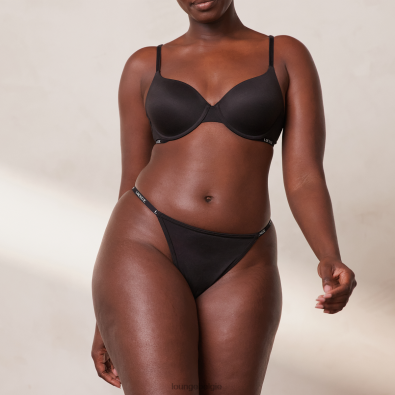 gladde klassieke T-shirt bh & string/slip set vrouwen zwart Lounge ondergoed 008ZJ135 - Image 1