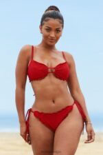 Hawaii bikinibroekje met textuur vrouwen rood Lounge badkleding 008ZJ997 - Image 4