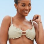 Hawaiiaanse getextureerde bikinitop vrouwen olijf Lounge badkleding 008ZJ994