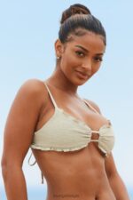 Hawaiiaanse getextureerde bikinitop vrouwen olijf Lounge badkleding 008ZJ994 - Image 3