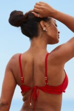 Hawaiiaanse getextureerde bikinitop vrouwen rood Lounge badkleding 008ZJ996 - Image 2
