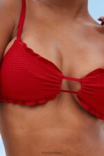 Hawaiiaanse getextureerde bikinitop vrouwen rood Lounge badkleding 008ZJ996 - Image 5