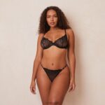 illustratie balconette bh & string/slip set vrouwen zwart Lounge ondergoed 008ZJ17 - Image 5