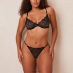 illustratie balconette bh & string/slip set vrouwen zwart Lounge ondergoed 008ZJ17 - Image 9