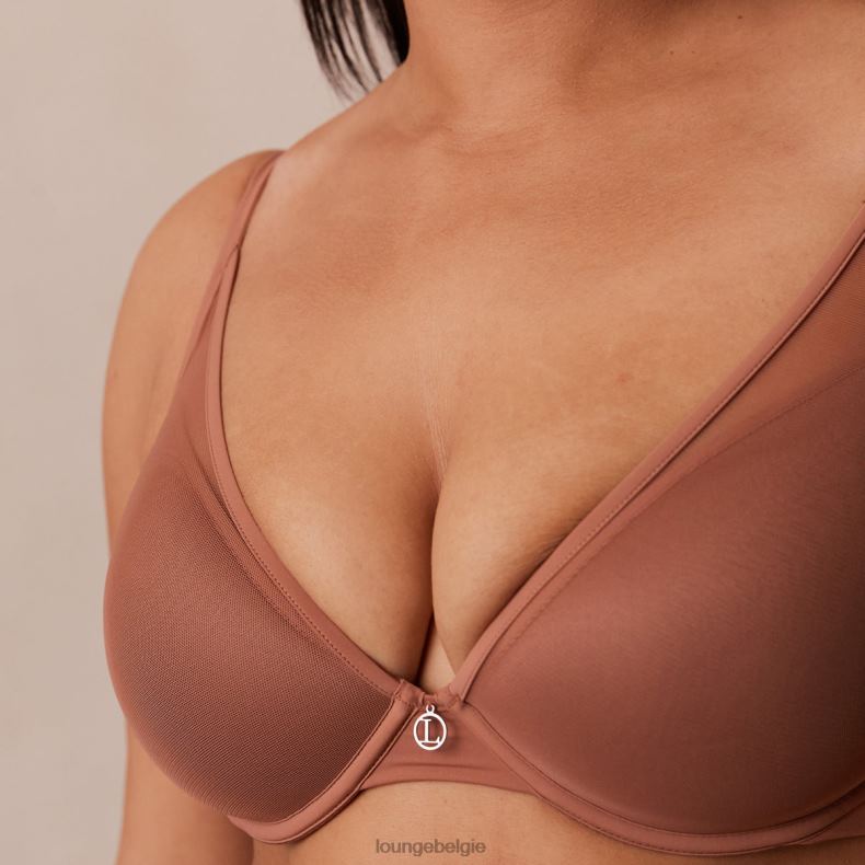 klassieke set met diepuitgesneden T-shirt-bh en string/slip vrouwen mokka Lounge ondergoed 008ZJ121 - Image 21