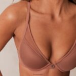klassieke set met diepuitgesneden T-shirt-bh en string/slip vrouwen mokka Lounge ondergoed 008ZJ121 - Image 7