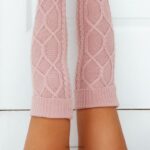 kniehoge gezellige gebreide sokken vrouwen roze Lounge kleding 008ZJ963 - Image 6