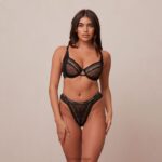 Liberty balconette bh & string/slip set vrouwen zwart Lounge ondergoed 008ZJ24