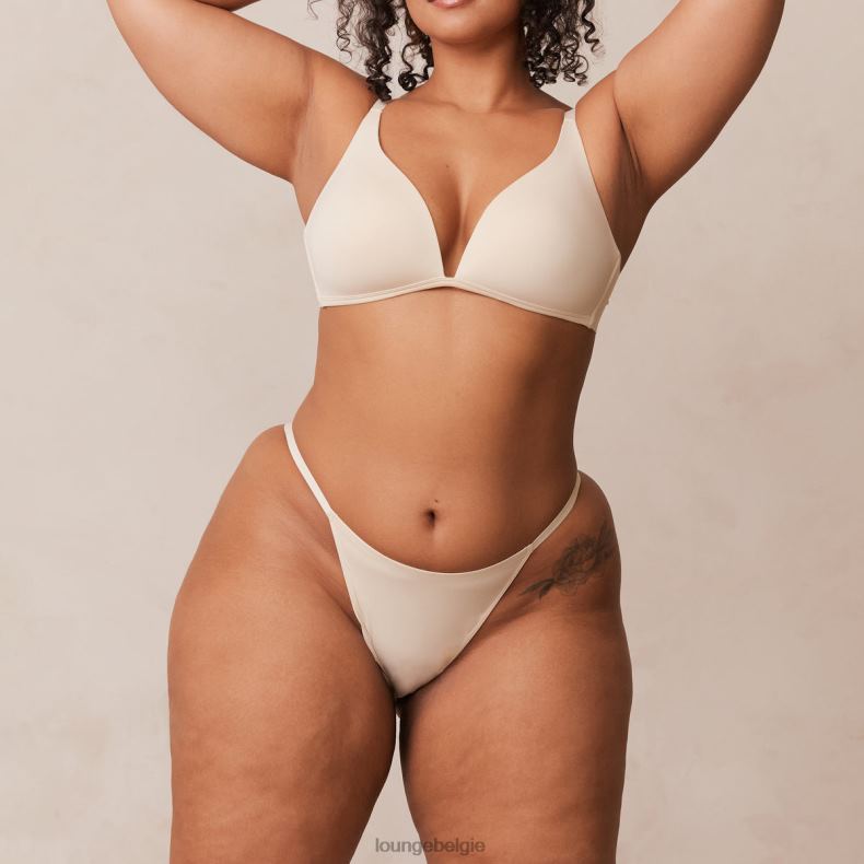 lichte set met diepuitgesneden T-shirt-bh en string/slip zonder beugel vrouwen latte Lounge ondergoed 008ZJ228 - Image 14