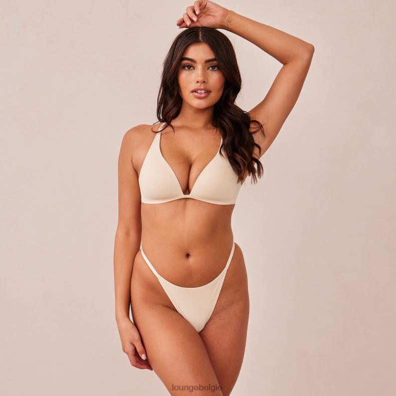 lichte set met diepuitgesneden T-shirt-bh en string/slip zonder beugel vrouwen latte Lounge ondergoed 008ZJ228 - Image 18
