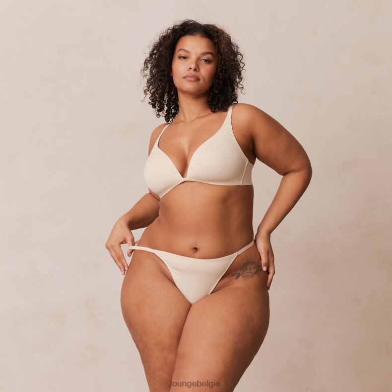 lichte set met diepuitgesneden T-shirt-bh en string/slip zonder beugel vrouwen latte Lounge ondergoed 008ZJ228 - Image 19