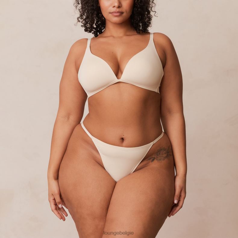 lichte set met diepuitgesneden T-shirt-bh en string/slip zonder beugel vrouwen latte Lounge ondergoed 008ZJ228 - Image 21