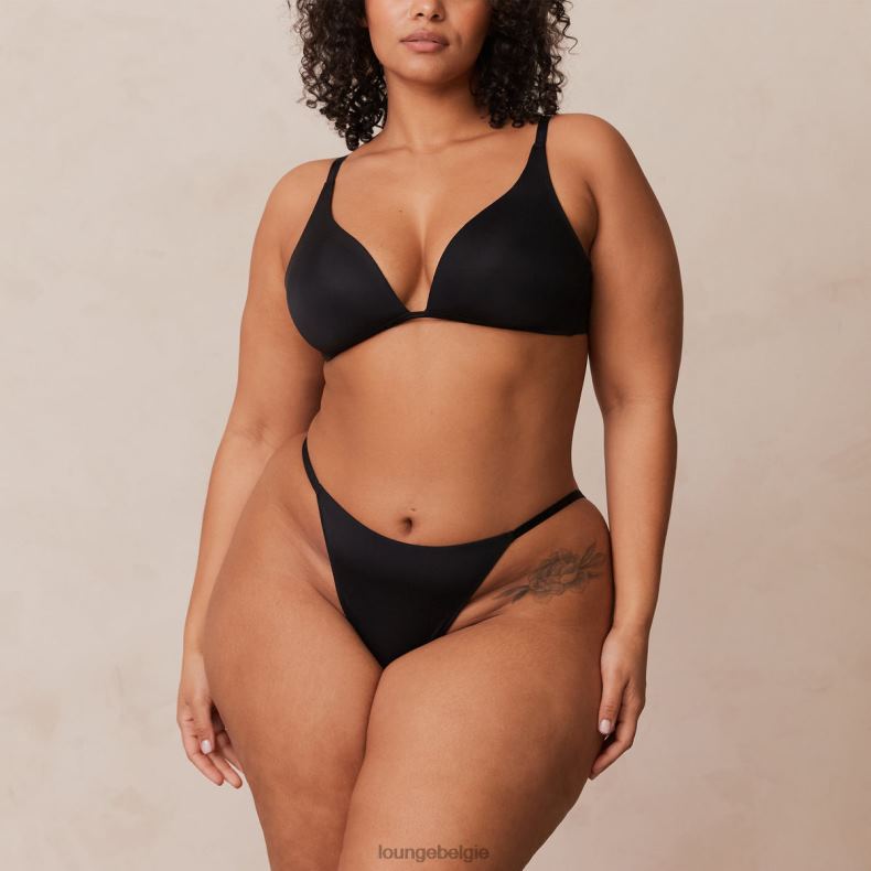 lichte set met diepuitgesneden T-shirt-bh en string/slip zonder beugel vrouwen zwart Lounge ondergoed 008ZJ226 - Image 11