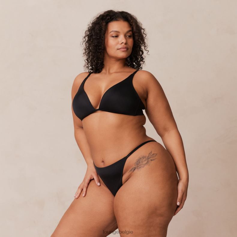 lichte set met diepuitgesneden T-shirt-bh en string/slip zonder beugel vrouwen zwart Lounge ondergoed 008ZJ226 - Image 16
