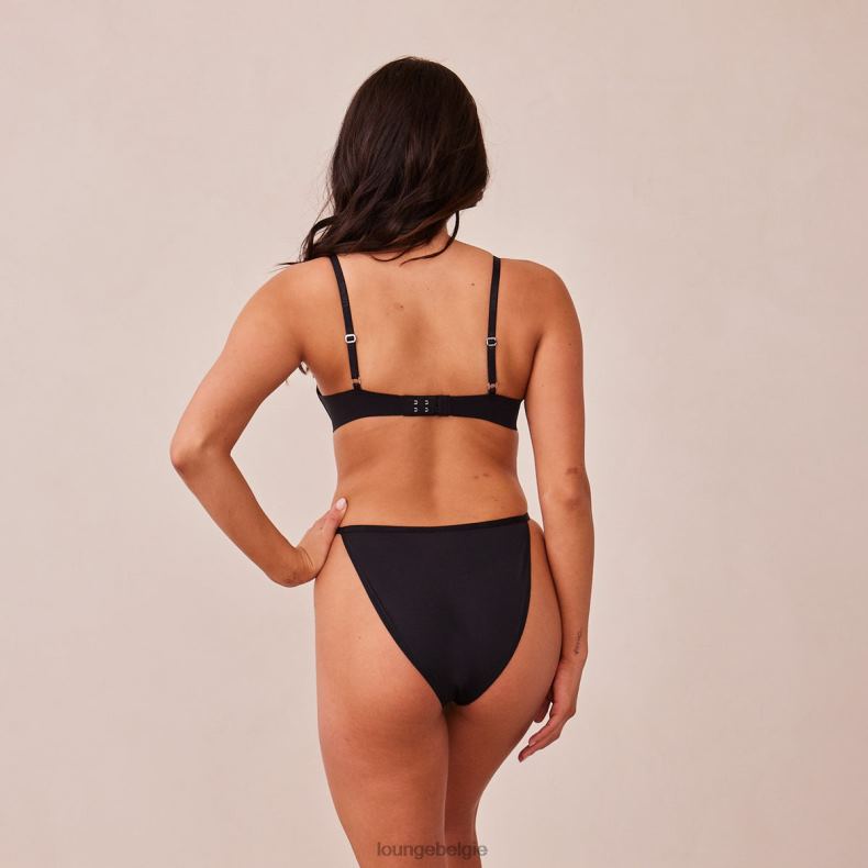 lichte set met diepuitgesneden T-shirt-bh en string/slip zonder beugel vrouwen zwart Lounge ondergoed 008ZJ226 - Image 6