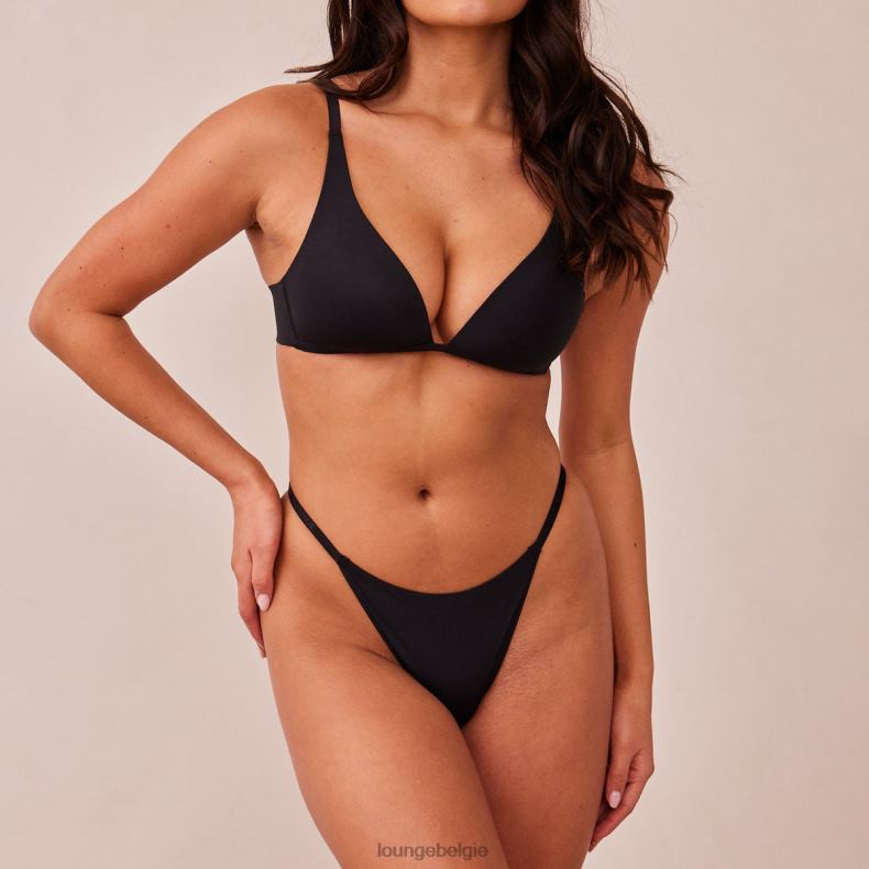 lichte set met diepuitgesneden T-shirt-bh en string/slip zonder beugel vrouwen zwart Lounge ondergoed 008ZJ226 - Image 7