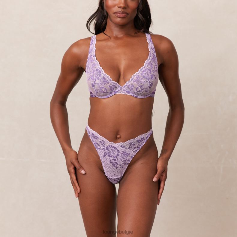 luxe balconette bh & string/slip set vrouwen paars Lounge ondergoed 008ZJ18 - Image 13