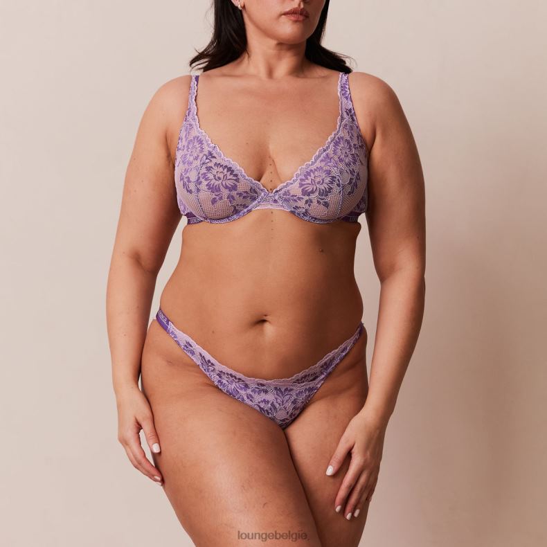 luxe balconette bh & string/slip set vrouwen paars Lounge ondergoed 008ZJ18 - Image 14