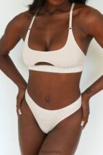 naadloze bh & string/slip set vrouwen havermout Lounge ondergoed 008ZJ191 - Image 4
